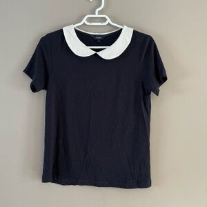 dark Navy top with White Peter Pan Collar